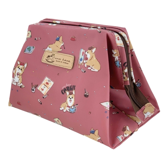 Waterproof Corgi Artist Large Opening Makeup Bag - Picture 1 of 13